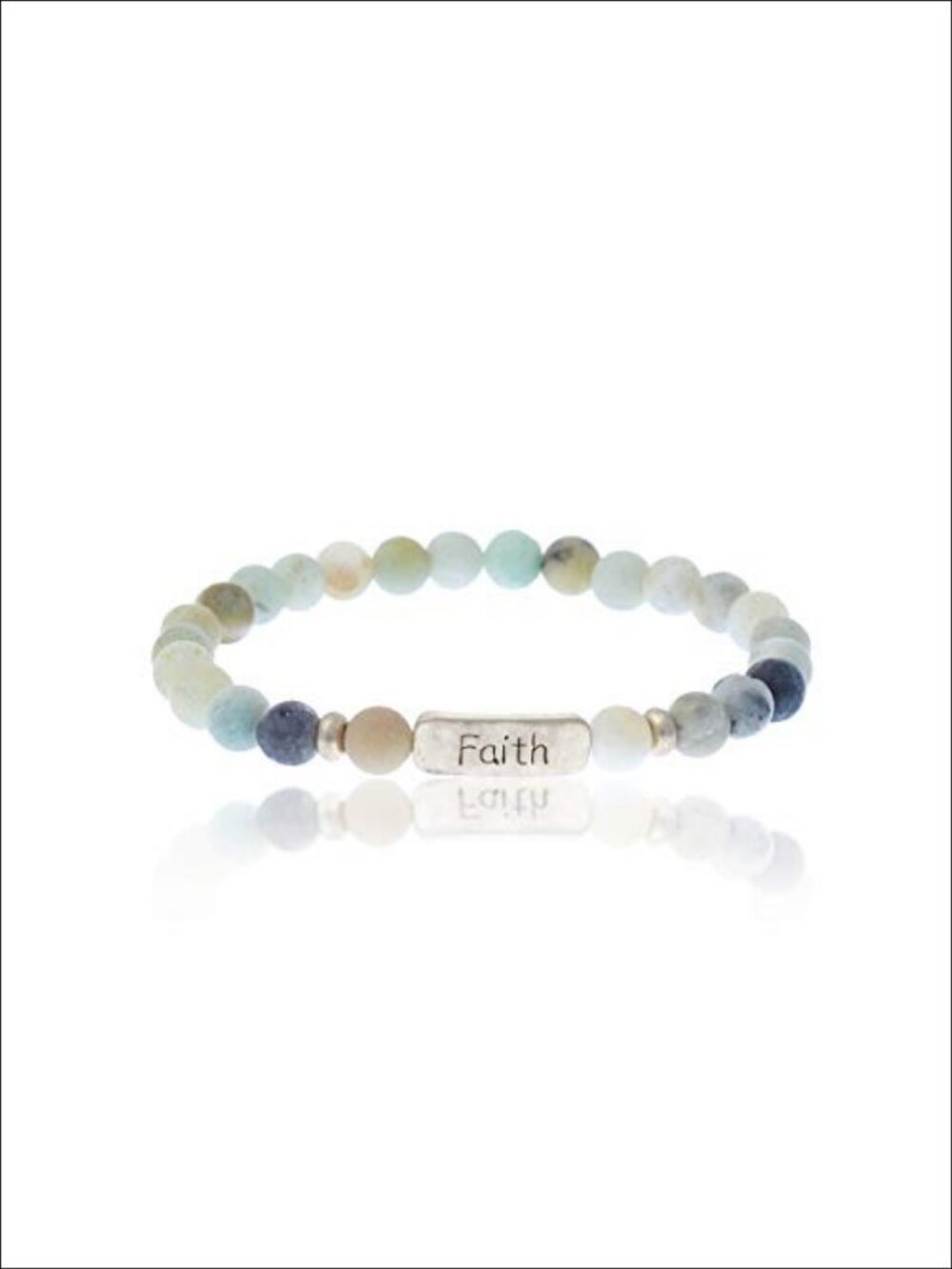 Natural Stone Stretch Bracelet FAITH Charm Inspirational Gift Box